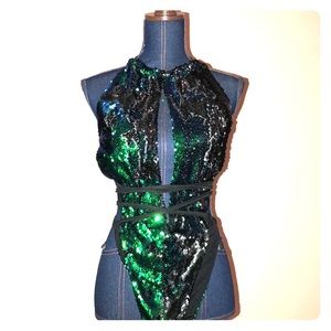 Green Mermaid Sequence One Piece Sexy Bathing Suit